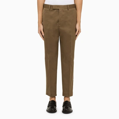 Shop Pt Torino Cotton Cropped Trousers In Beige