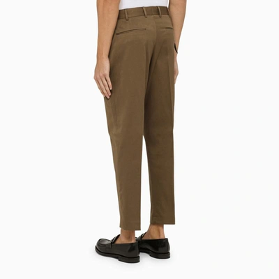 Shop Pt Torino Cotton Cropped Trousers In Beige