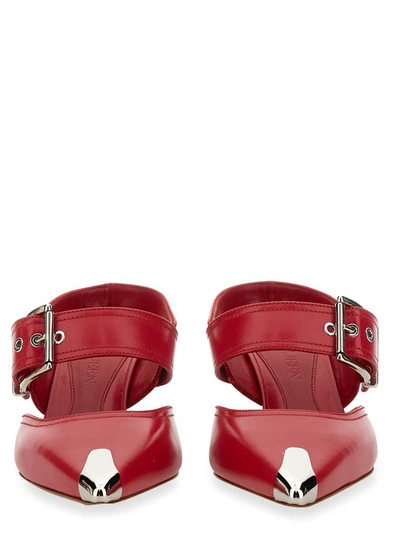 Shop Alexander Mcqueen Punk Sandals With Buckle In Red