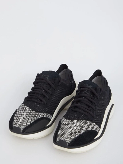 Shop Y-3 Qisan Knit Sneakers In Black/white