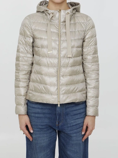 Shop Herno Quilted Nylon Down Jacket In Cream