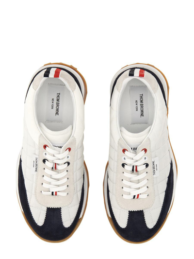 Thom Browne Tech Runner In Fine Kid Suede In White