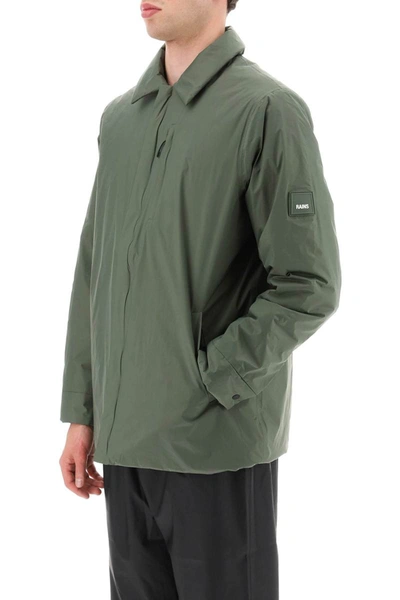 Shop Rains Padded Fuse Overshirt Jacket In Green