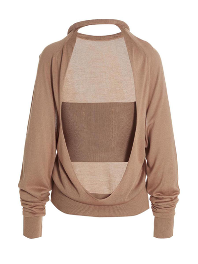 Shop Ramael Cut Out Insert Top Sweater In Beige