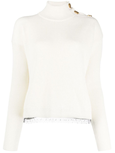 Shop Red Valentino Button-detail Jumper In Ivory