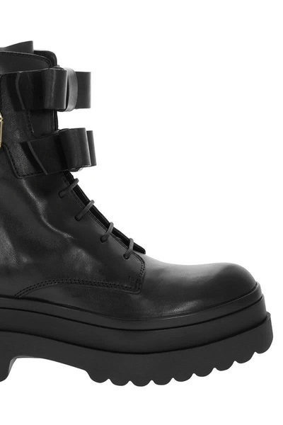 Shop Red Valentino Combat Boot With Bows In Black