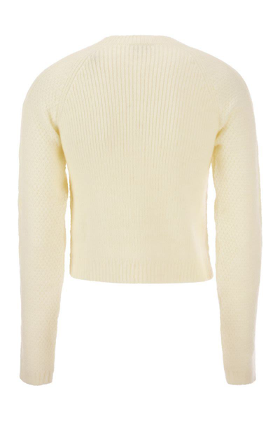 Shop Red Valentino Mohair-blend Crew Neck In Ivory