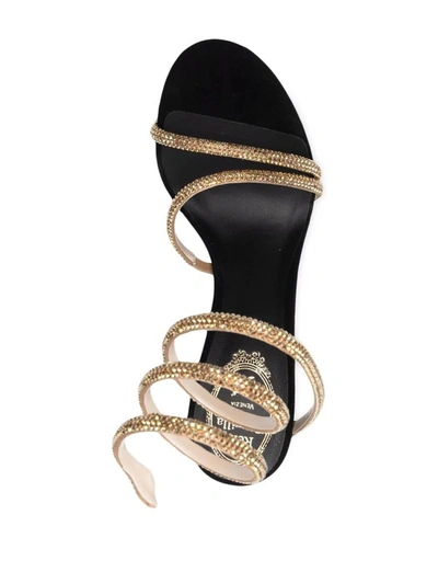 Shop René Caovilla Rene Caovilla And Gold Margot Snake Sandal In Black