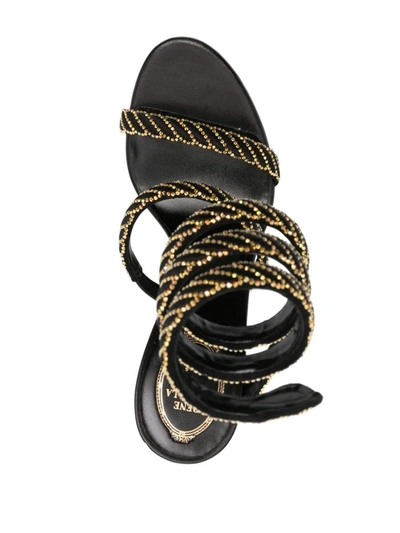 Shop René Caovilla Rene Caovilla And Gold Cleo Crystal Sandal In Black