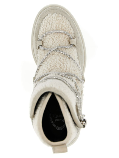 Shop René Caovilla Rene Caovilla Suede Shearling Ankle Boots In White