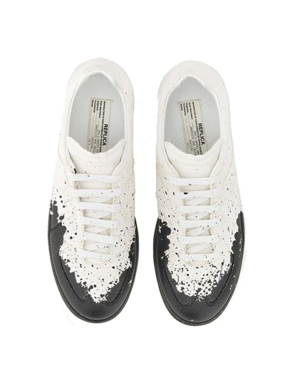 Shop Maison Margiela Replica Sneaker With Patent Leather In Black