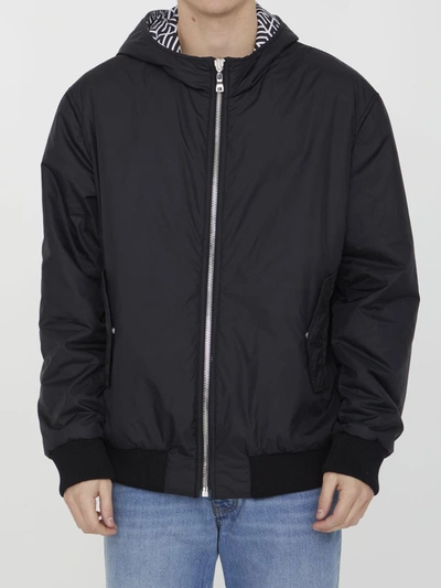 Shop Balmain Reversible Nylon Bomber Jacket In Black/white