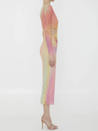 Shop Self-portrait Rhinestone Midi Dress In Multicolor