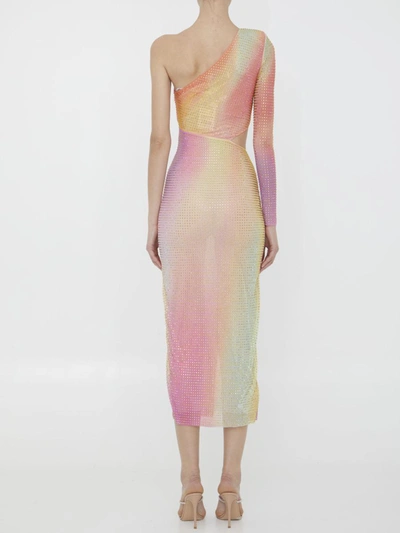 Shop Self-portrait Rhinestone Midi Dress In Multicolor