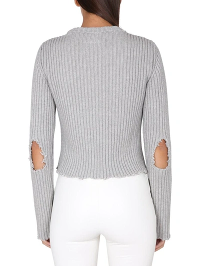 Shop Mm6 Maison Margiela Ribbed Sweater. In Grey