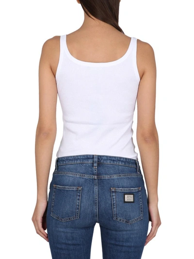 Shop Dolce & Gabbana Ribbed Tank Top In White