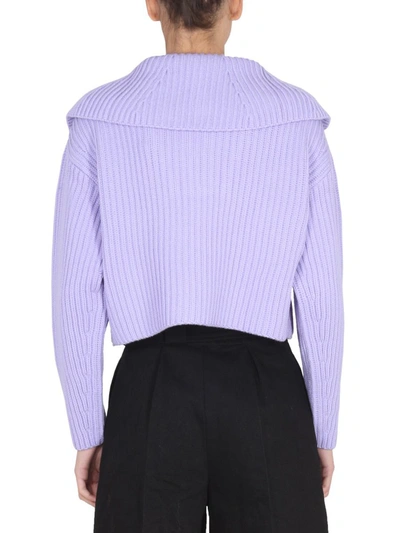 Shop Patou Ribbed Wool Sweater In Purple