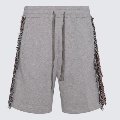 Shop Ritos Grey Cotton Shorts In <p>grey Cotton Shorts From  Featuring Elasticated Waistband, Side Pockets And Fringes On Legs.