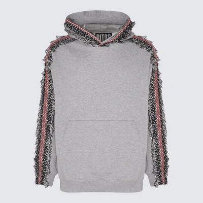 Shop Ritos Grey Cotton Sweatshirt In <p>grey Cotton Sweatshirt From  Featuring Hoodie, Long Sleeves, Kangaroo Pockets And Fringes At