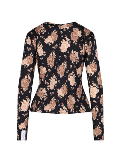 Rokh Floral Jersey Top In Black | ModeSens