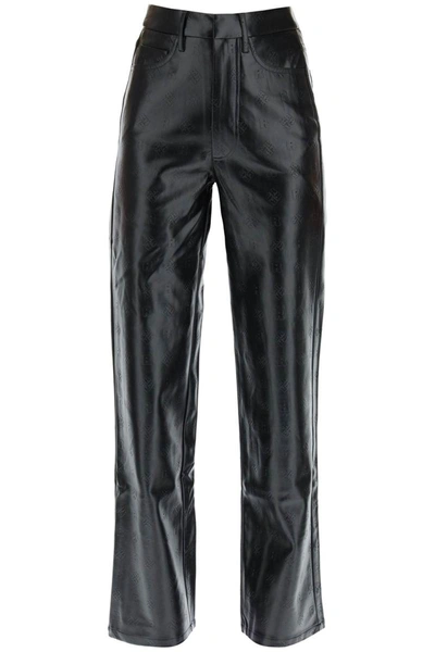 Shop Rotate Birger Christensen Rotate 'rotie' Monogram Faux Leather Pants In Black