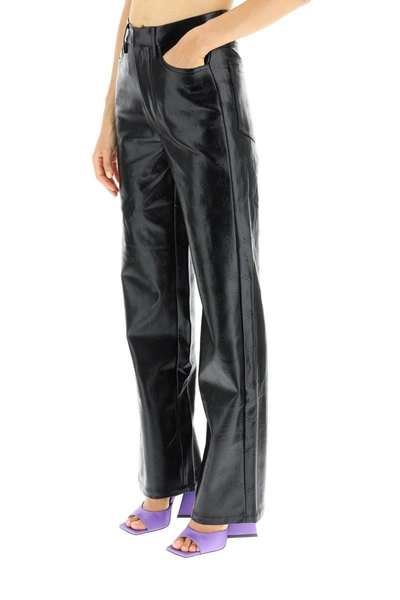 Shop Rotate Birger Christensen Rotate 'rotie' Monogram Faux Leather Pants In Black