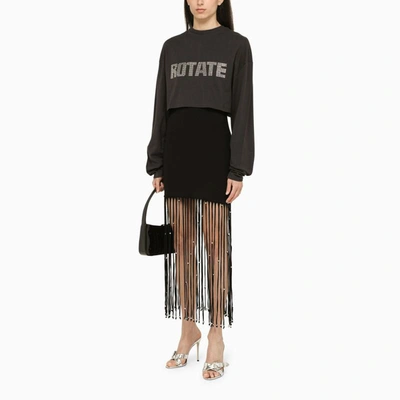 Shop Rotate Birger Christensen Phantom Cropped T-shirt With Crystals In Black