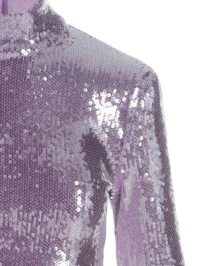 Shop Rotate Birger Christensen Rotate Sequin Cropped Top In Purple