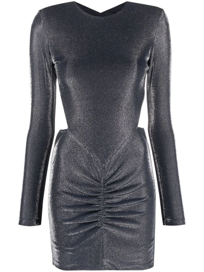 Shop Rotate Birger Christensen Rotate Metallic Nylon Open Back Dress In Gray