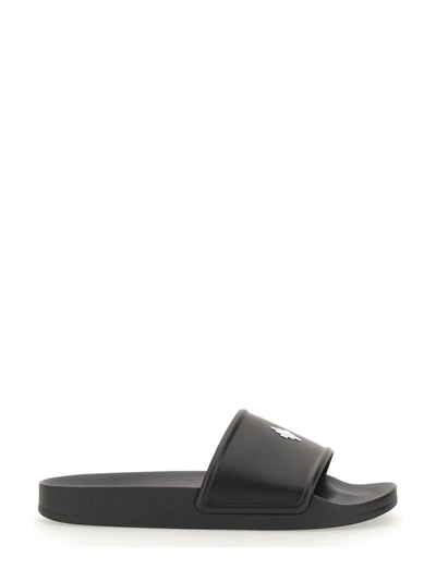 Shop Marcelo Burlon County Of Milan Rubber Slide Sandal In Black
