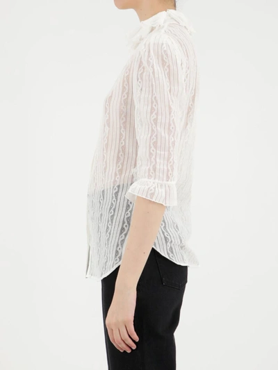 Shop Saint Laurent Ruffled Blouse In Lace In White