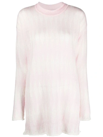 Rus Diamond-pattern Long-length Jumper In Bubblegum Pink