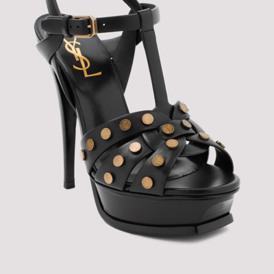 Shop Saint Laurent Tribute Sandals Shoes In Black