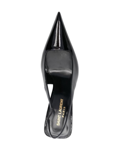 Shop Saint Laurent Patent Leather Slingback Pumps In Black