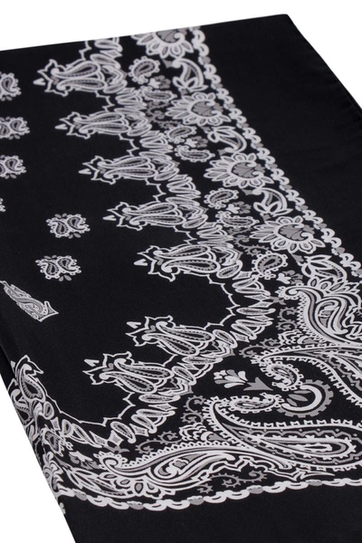 Shop Saint Laurent Printed Silk Scarf In Black
