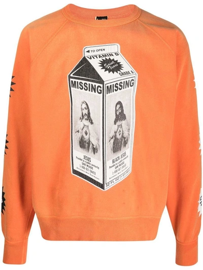Shop Saint Mxxxxxx Saint M×××××× Printed Cotton Sweatshirt In Orange