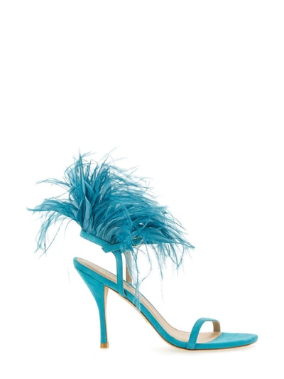 Shop Stuart Weitzman Sandal Plume 100 In Blue