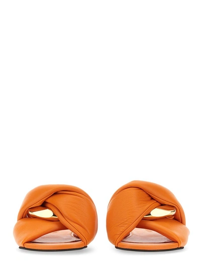 Jw Anderson J.w. Anderson Orange Leather Chain Twist Slides In Orange