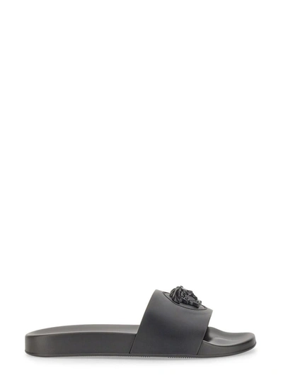 Shop Versace Sandal Slide La Medusa In Black