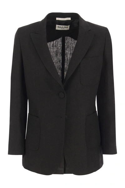 Saulina Angelica Button-fastening Blazer In Black