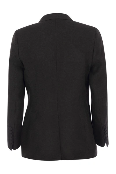 Shop Saulina Adelaide - Linen Two-button Jacket In Black