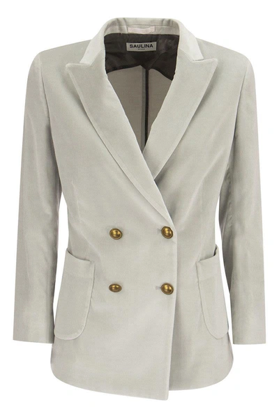 Shop Saulina Assunta - Double Breasted Jacket In Light Grey