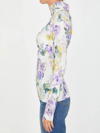 Shop Off-white Second-skin Floral Top In Green