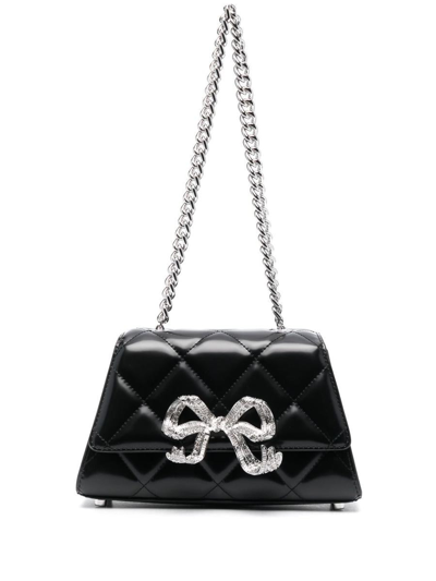 Shop Self-portrait The Bow Quilted Bag In Black