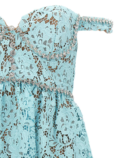 Shop Self-portrait Blue Cord Lace Diamante Midi Dress In Light Blue
