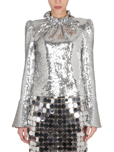 Shop Rabanne Paco  Sequined Top In Silver