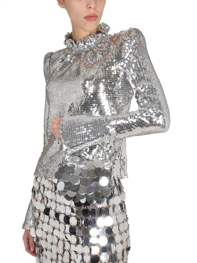 Shop Paco Rabanne Sequined Top In Silver
