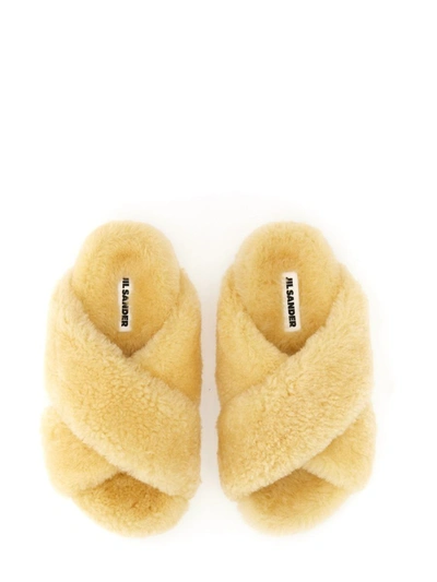 Shop Jil Sander Shearling Sandal In Multicolor