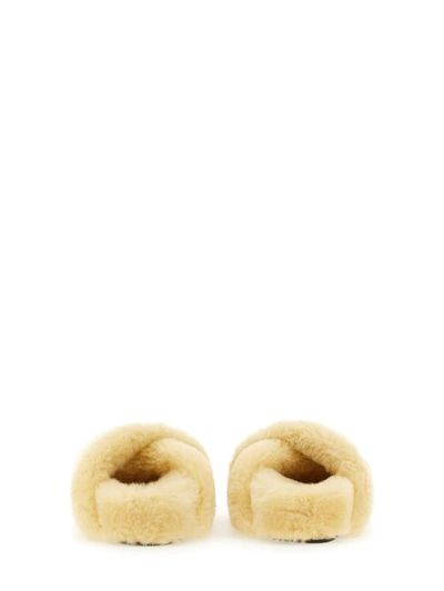 Jil Sander Shearling Slides In Multicolor