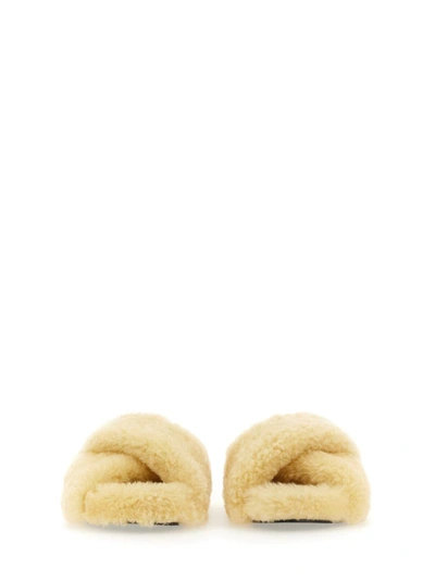 Shop Jil Sander Shearling Sandal In Multicolor